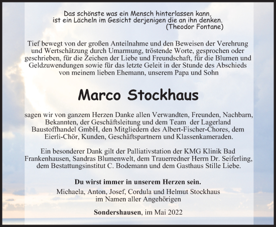 Traueranzeige von Marco Stockhaus