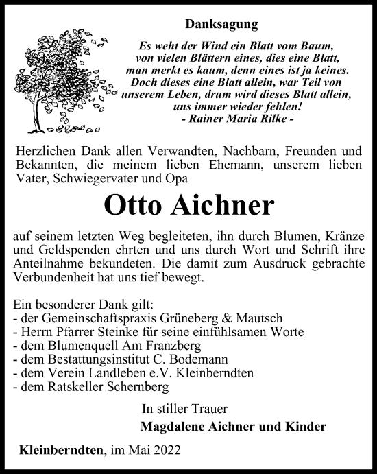 Traueranzeige von Otto Aichner