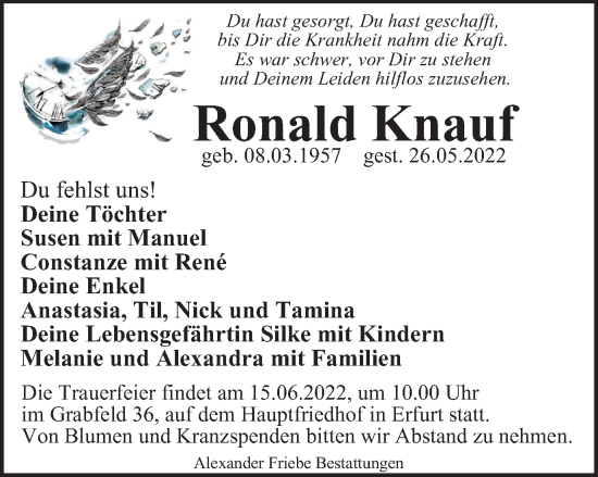 Traueranzeige von Ronald Knauf