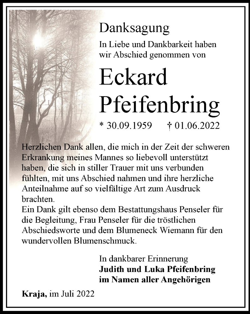  Traueranzeige für Eckard Pfeifenbring vom 02.07.2022 aus Thüringer Allgemeine