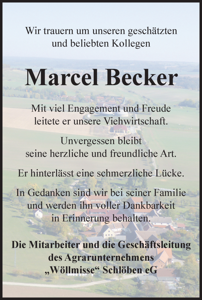  Traueranzeige für Marcel Becker vom 23.07.2022 aus Ostthüringer Zeitung