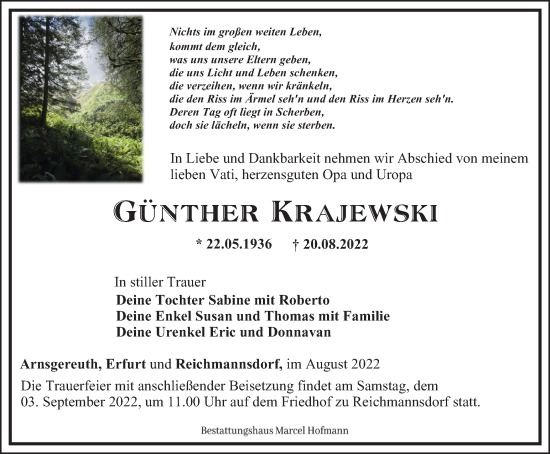 Traueranzeige von Günther Krajewski