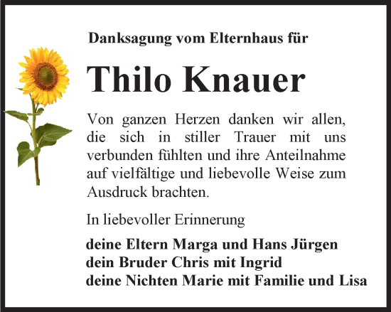 Traueranzeige von Thilo Knauer