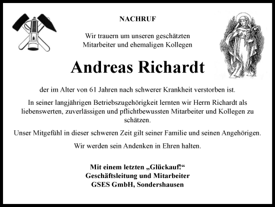 Traueranzeige von Andreas Richardt