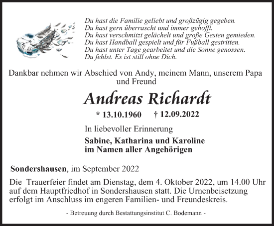 Traueranzeige von Andreas Richardt