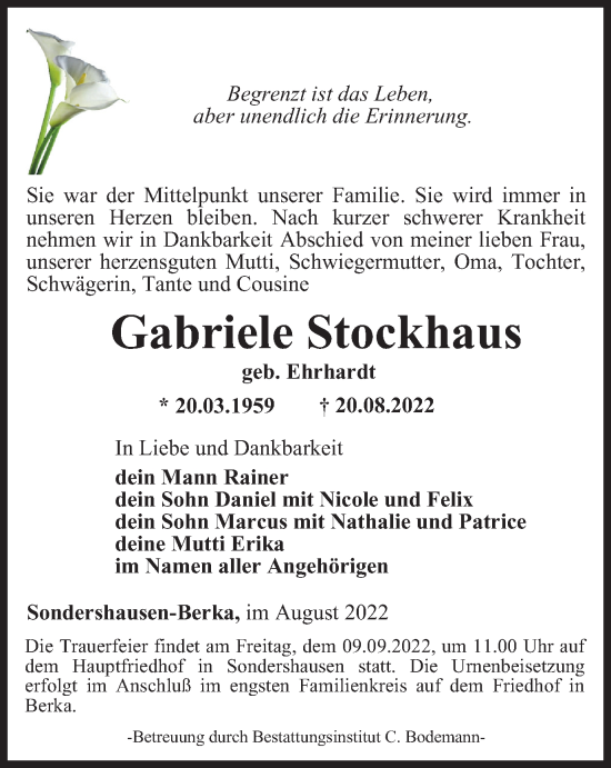 Traueranzeige von Gabriele Stockhaus