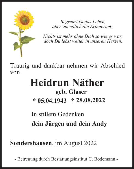 Traueranzeige von Heidrun Näther