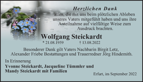 Traueranzeige von Wolfgang Steickardt