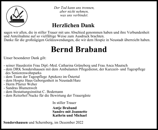 Traueranzeige von Bernd Braband