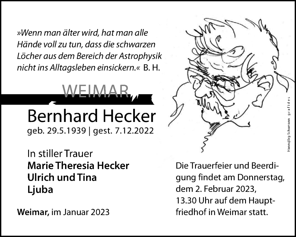 Traueranzeigen von Bernhard Hecker trauerinthueringen.de