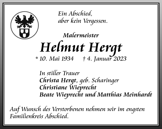 Traueranzeige von Helmut Hergt