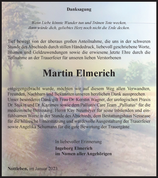 Traueranzeige von Martin Elmerich von Thüringer Allgemeine, Thüringische Landeszeitung
