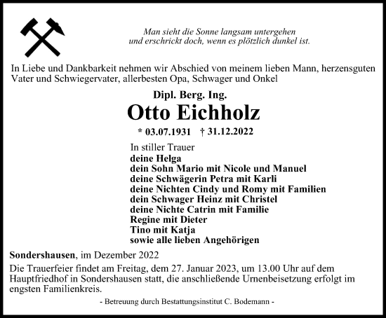 Traueranzeige von Otto Eichholz