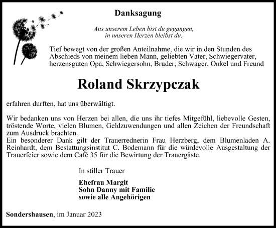 Traueranzeige von Roland Skrzypczak