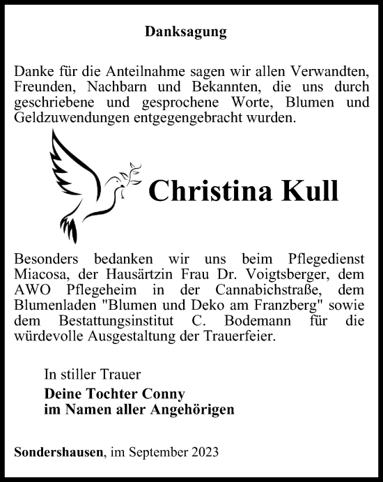 Traueranzeige von Christina Kull