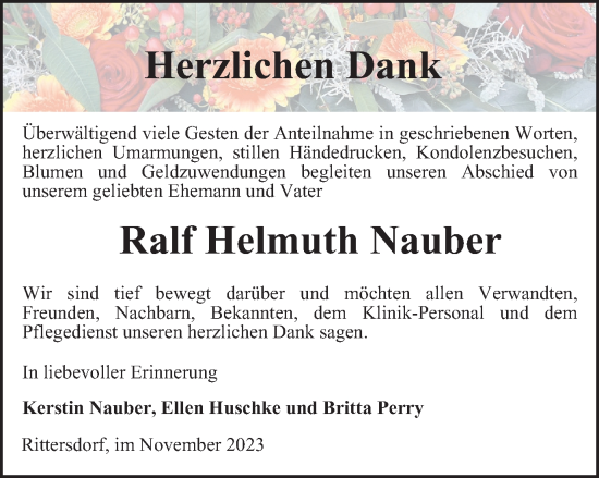 Traueranzeige von Ralf Helmuth Nauber von Thüringer Allgemeine, Thüringische Landeszeitung