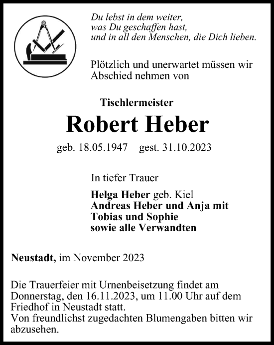 Traueranzeige von Robert Heber von Thüringer Allgemeine