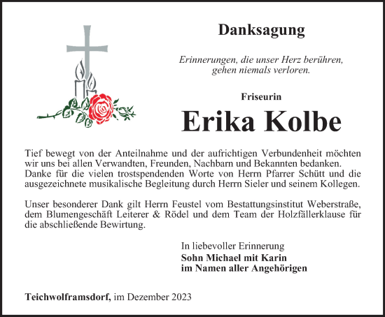 Traueranzeige von Erika Kolbe