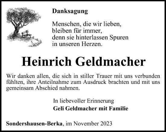 Traueranzeige von Heinrich Geldmacher