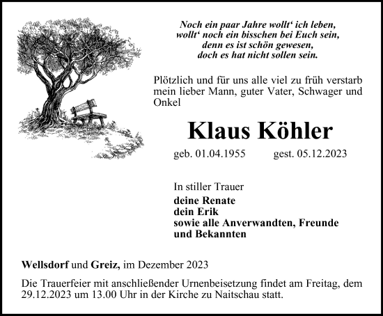 Traueranzeige von Klaus Köhler