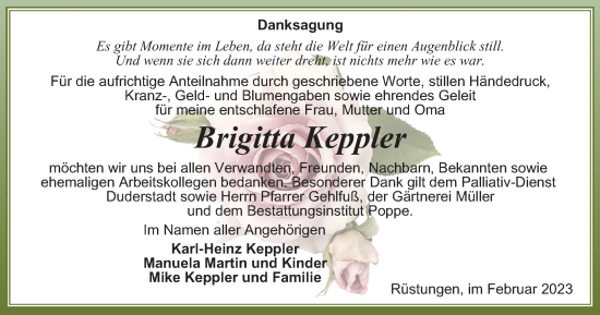 Traueranzeige von Brigitta Keppler von Thüringer Allgemeine