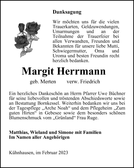 Traueranzeige von Margit Herrmann
