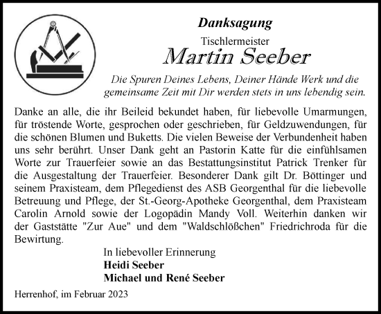 Traueranzeige von Martin Seeber von Thüringer Allgemeine, Thüringische Landeszeitung