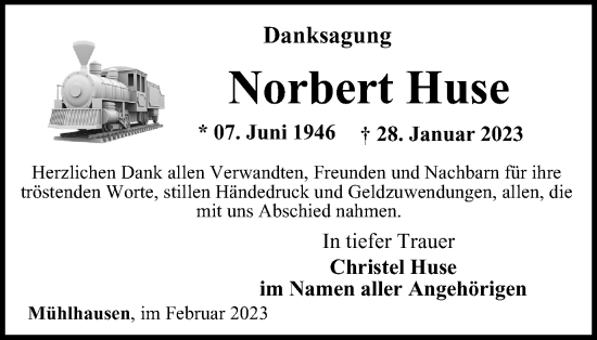 Traueranzeige von Norbert Huse von Thüringer Allgemeine, Thüringische Landeszeitung