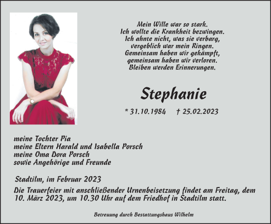 Traueranzeige von Stephanie  von Thüringer Allgemeine