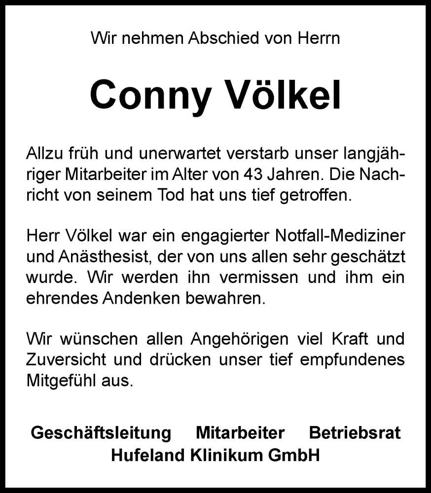  Traueranzeige für Conny Völkel vom 01.04.2023 aus Thüringer Allgemeine, Thüringische Landeszeitung