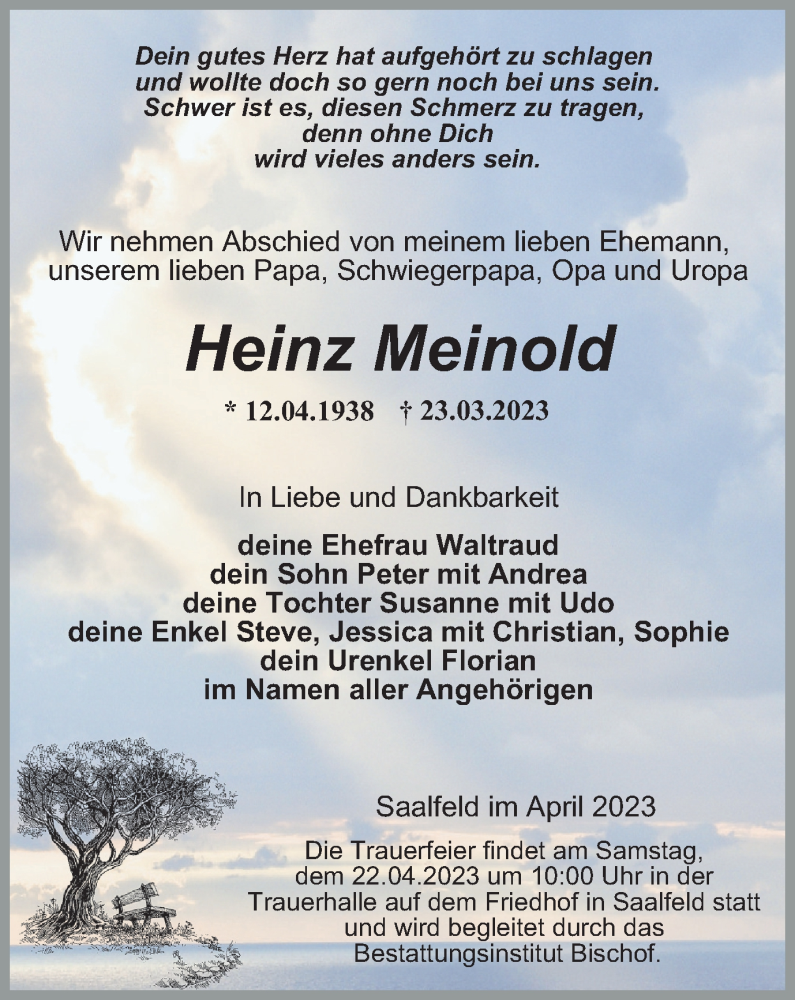  Traueranzeige für Heinz Meinold vom 18.04.2023 aus Ostthüringer Zeitung