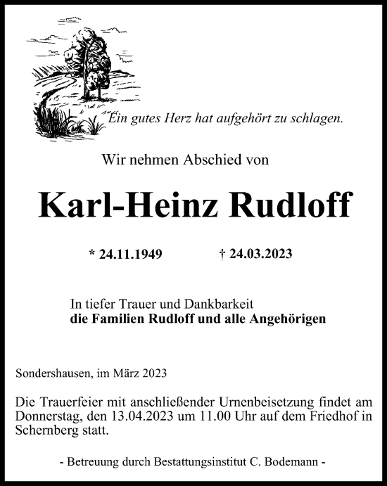 Traueranzeige von Karl-Heinz Rudloff