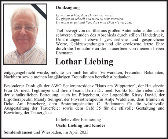 Traueranzeige von Lothar Liebing