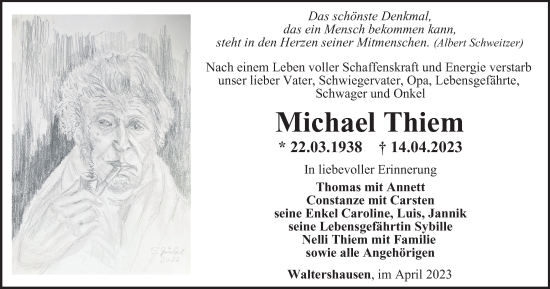 Traueranzeige von Michael Thiem von Thüringer Allgemeine, Thüringische Landeszeitung