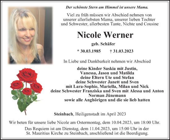 Traueranzeige von Nicole Werner von Thüringer Allgemeine