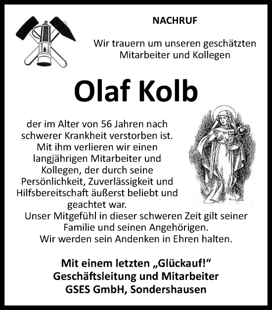 Traueranzeige von Olaf Kolb