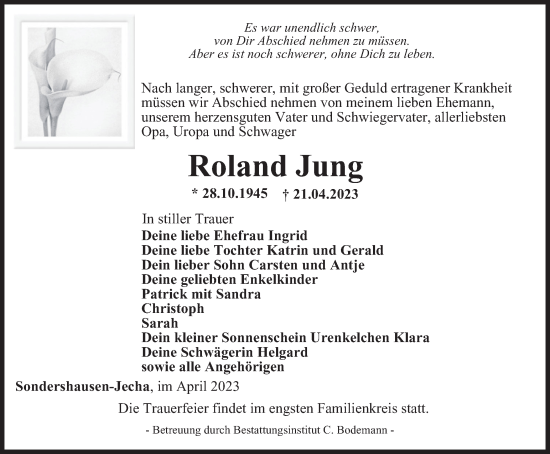 Traueranzeige von Roland Jung