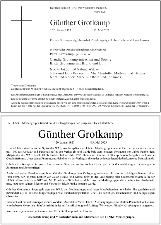 Traueranzeige von Günther Grotkamp von Thüringer Allgemeine, Thüringische Landeszeitung, Ostthüringer Zeitung