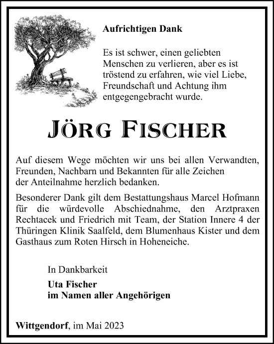 Traueranzeige von Jörg Fischer