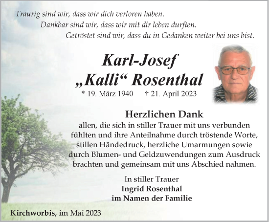 Traueranzeige von Karl-Josef Rosenthal von Thüringer Allgemeine