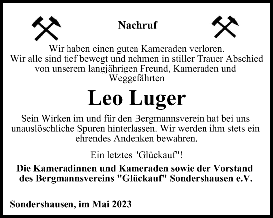 Traueranzeige von Leo Luger