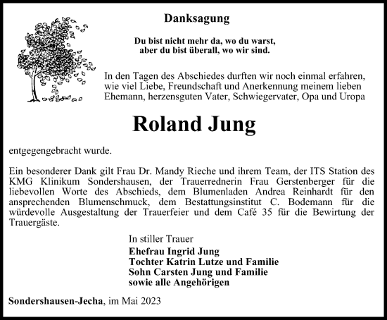 Traueranzeige von Roland Jung