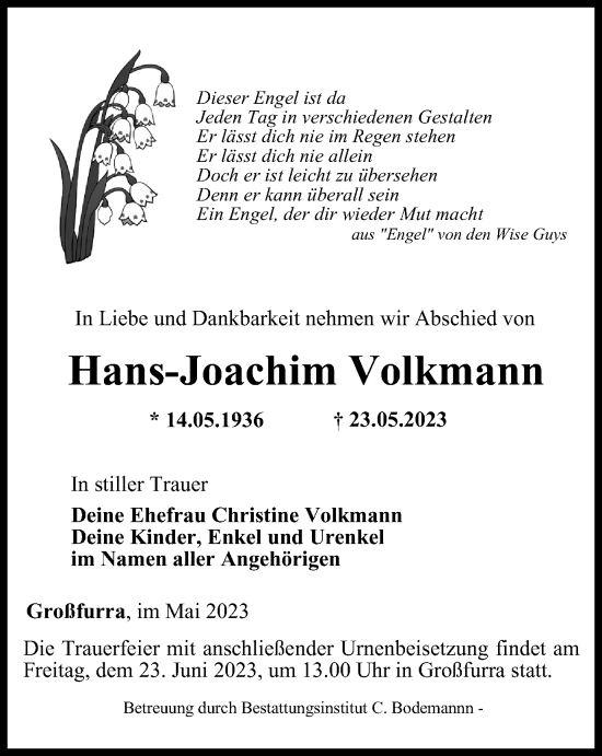 Traueranzeige von Hans-Joachim Volkmann