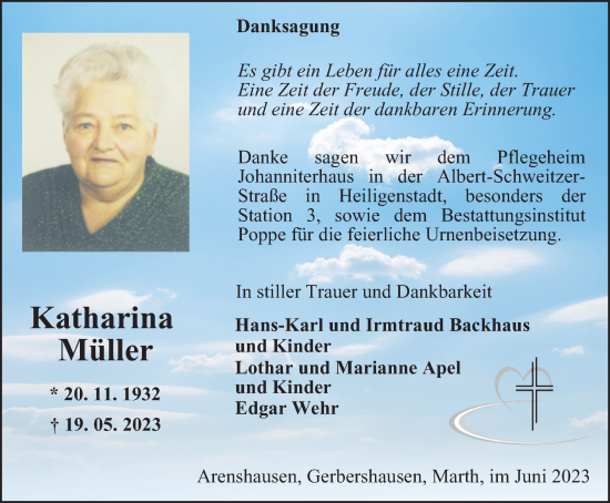 Traueranzeige von Katharina Müller von Thüringer Allgemeine