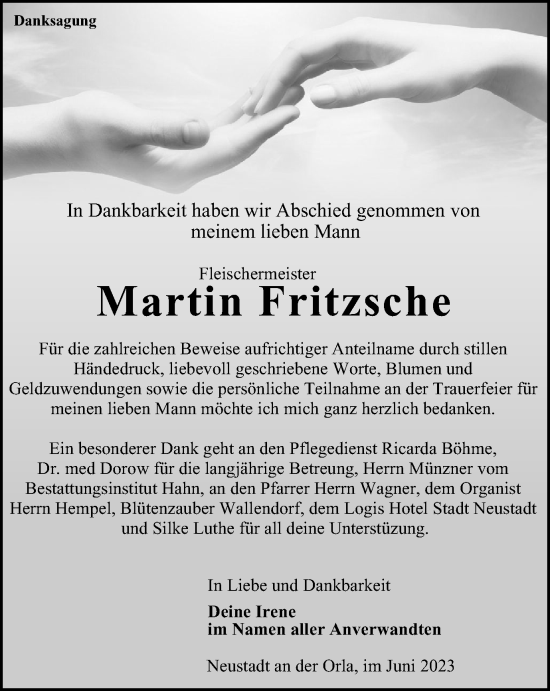 Traueranzeige von Martin Fritzsche