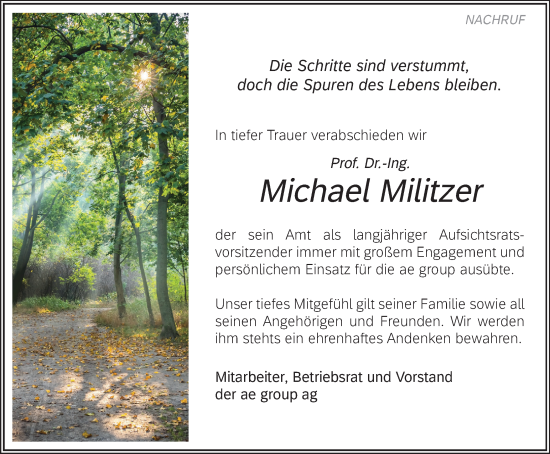 Traueranzeige von Michael Militzer von Thüringer Allgemeine, Thüringische Landeszeitung
