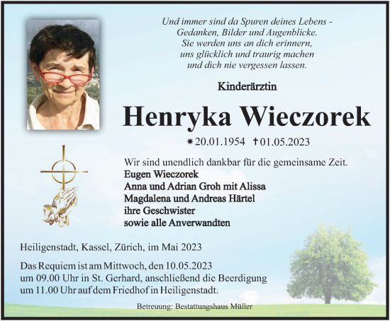 Traueranzeige von Henryka Wieczorek  von TA, TLZ