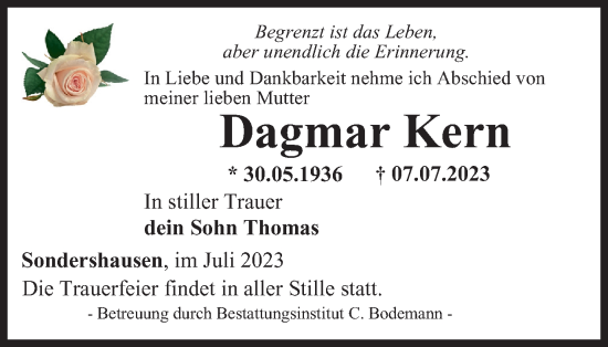 Traueranzeige von Dagmar Kern