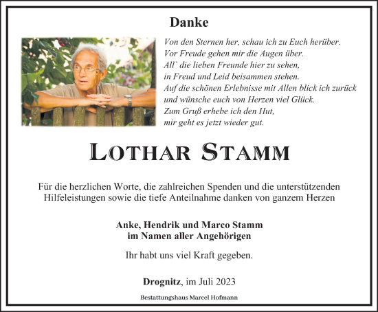 Traueranzeige von Lothar Stamm