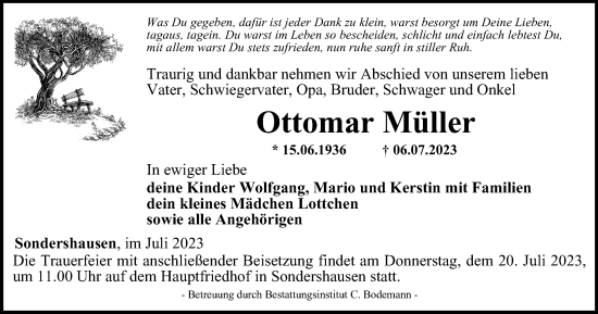 Traueranzeige von Ottomar Müller